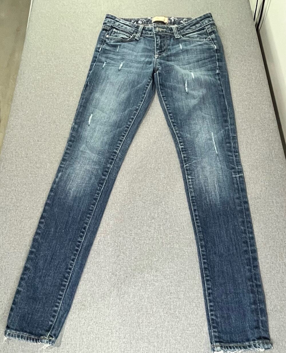 Paige Skyline Skinny Jeans Women's Size 26 Blue 5-Pocket Low Rise  distressed